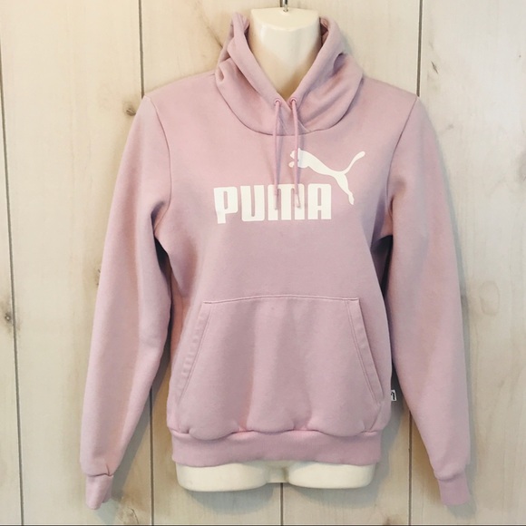 Puma Tops - Puma Pink & White Logo Hoodie Sweatshirt
